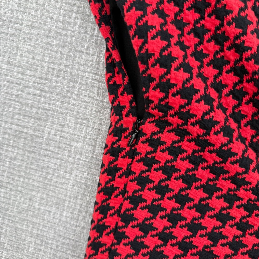 Lini Red Houndstooth Surplice Sleeveless‎ Sheath Dress Sz M Party Mini Cocktail - Picture 11 of 14